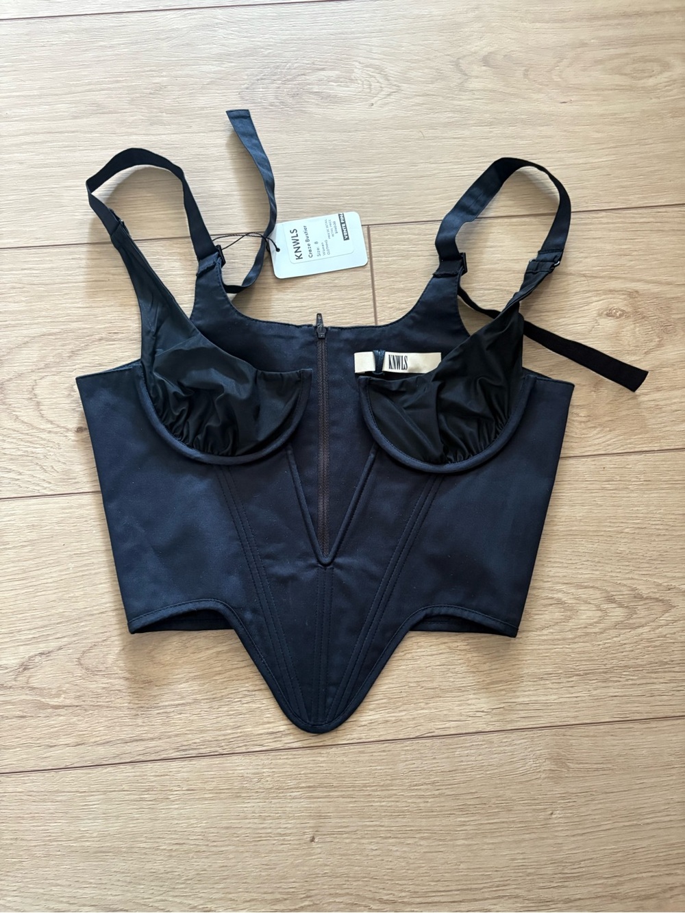 KNWLS Black Structured Underwire Corset Top